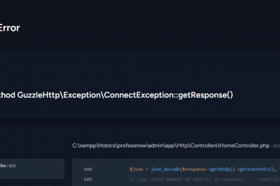 Call to undefined method GuzzleHttp\Exception\ConnectException::getResponse()