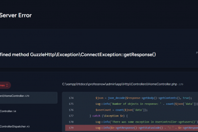 Call to undefined method GuzzleHttp\Exception\ConnectException::getResponse()